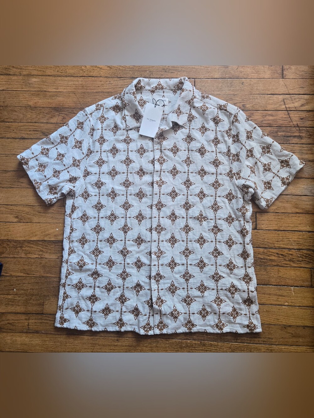 BNWT Octobre Edition XXL Holt Camel button up Short Sleeve Camp Shirt